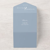 Invitation Tout En Un Dusty Blue Chinoiserie Floral QR Code Mariage (Dehors)