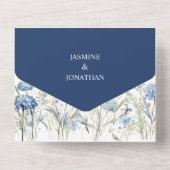 Invitation Tout En Un Dusty Blue Cornflowers, Sweet William Mariage (Verso)
