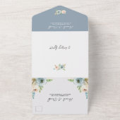 Invitation Tout En Un Dusty Blue Elegant Floral Rustic Mariage avec RSVP (Dehors)