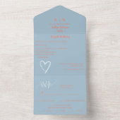 Invitation Tout En Un Dusty Blue et Peach All in One Wedding Inviter (À l'intérieur)