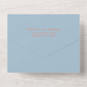 Invitation Tout En Un Dusty Blue et Peach All in One Wedding Inviter (Verso)