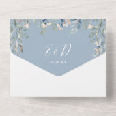 Invitation Tout En Un Dusty Blue Floral Greenery Script Mariage (Verso)