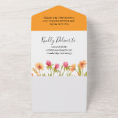 Invitation Tout En Un Dusty Blue Floral Mariage (Dehors)