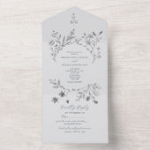 Invitation Tout En Un Dusty Blue Floral Mariage All-in-One (À l'intérieur)
