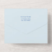 Invitation Tout En Un Dusty Blue Floral Mariage or (Verso)