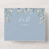 Invitation Tout En Un Dusty Blue Floral Script Hearts QR Code Mariage (Verso)