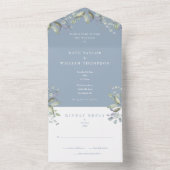 Invitation Tout En Un Dusty Blue Greenery Floral Mariage (À l'intérieur)