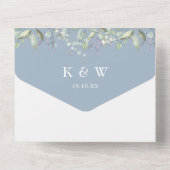Invitation Tout En Un Dusty Blue Greenery Floral Mariage (Verso)