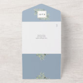 Invitation Tout En Un Dusty Blue Greenery Floral QR Code Mariage (Dehors)