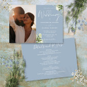 Invitation Tout en un Dusty Blue Greenery Mariage photo