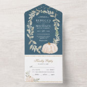 Invitation Tout En Un Dusty Blue Greenery White Citrouille Mariage de au (À l'intérieur)