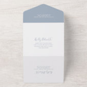 Invitation Tout En Un Dusty Blue Line Art Floral Mariage élégant (Dehors)