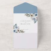 Invitation Tout En Un Dusty Blue Mariage QR Code Floral Elegant Spring (Dehors)