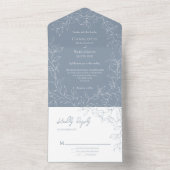 Invitation Tout En Un Dusty Blue Minimal Mariage feuille (À l'intérieur)