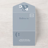 Invitation Tout En Un Dusty Blue Modern Typographie Gros Symboles Mariag (Dehors)