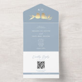 Invitation Tout En Un Dusty Blue Monogram QR Wedding (À l'intérieur)