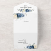 Invitation Tout En Un Dusty Blue Navy Champagne Ivory Floral Mariage (Dehors)