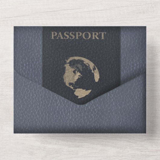 Invitation Tout En Un Dusty Blue Passport Style tout en un (Verso)