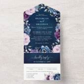 Invitation Tout En Un Dusty Blue Purple Navy Lilac Blooms Mariage Tout D (À l'intérieur)