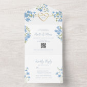 Invitation Tout En Un Dusty Blue QR Code Mariage périphérique (À l'intérieur)