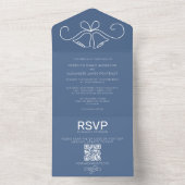 Invitation Tout En Un Dusty Blue QR Code Mariage RSVP (À l'intérieur)