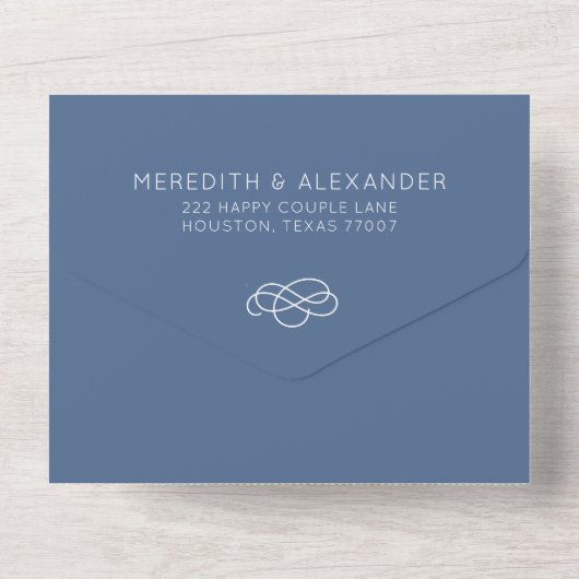 Invitation Tout En Un Dusty Blue QR Code Mariage RSVP (Verso)