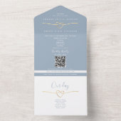 Invitation Tout En Un Dusty Blue Rope Heart Timeline All In One Wedding  (À l'intérieur)