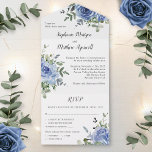 Invitation Tout En Un Dusty Blue Rose Eucalyptus Mariage botanique<br><div class="desc">Toutes ces invitations de mariage sont décorées dans un style floral aquarelle moderne avec des roses bleus poussiéreux et des feuilles d'eucalyptus. Personnalisez avec votre texte. D'autres articles de papeterie et de réception de mariage assortis sont également disponibles.</div>