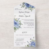 Invitation Tout En Un Dusty Blue Rose Eucalyptus Mariage botanique (À l'intérieur)