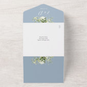 Invitation Tout En Un Dusty Blue Rustic Greenery QR Code Mariage (Dehors)