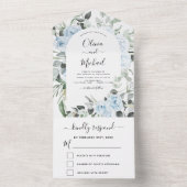 Invitation Tout En Un Dusty Blue - Sage Green Floral Wedding RSVP (À l'intérieur)