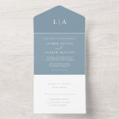 Invitation Tout En Un Dusty Blue Simple Élégant 1 Mariage (À l'intérieur)