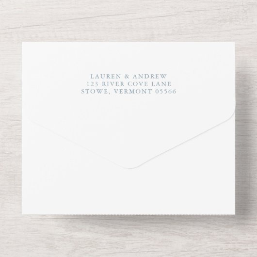 Invitation Tout En Un Dusty Blue Simple Élégant 1 Mariage (Verso)