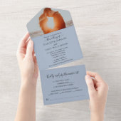 Invitation Tout En Un Dusty Blue Simple Élégant Mariage photo (Déchirure)