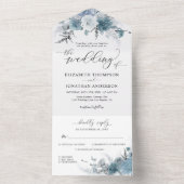 Invitation Tout En Un Dusty Blue Slate Boho Floral Détails Mariage RSVP (À l'intérieur)