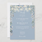 Invitation Tout en un Dusty Blue String éclaire le Mariage fl (Devant)