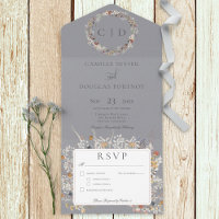 Dusty Blue Vintage Romantique Fleur sauvage Dîner