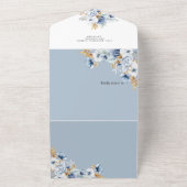 Invitation Tout En Un Dusty Blue White Gold Floral Mariage (Dehors)