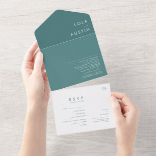 Invitation Tout En Un Dusty Boho Sceau vert et envoi