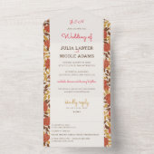 Invitation Tout En Un Dusty Brunt Orange Peony Flowers Mariage de automn (À l'intérieur)