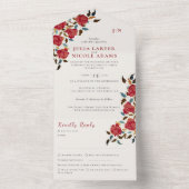 Invitation Tout En Un Dusty Elegant Golden Red Rose Mariage (À l'intérieur)