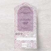 Invitation Tout En Un Dusty rose botanical All in One Wedding Inviter (À l'intérieur)