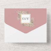 Invitation Tout En Un Dusty Rose Botanical Greenery Monogram Mariage (Verso)