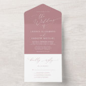Invitation Tout En Un Dusty Rose et White Minimalist Mariage (À l'intérieur)