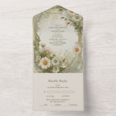 Invitation Tout En Un Dusty Rose Marguerite Daisy Mariage Art Nouveau (À l'intérieur)