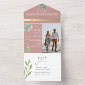 Invitation Tout En Un Dusty Rose Mariage de verdure (À l'intérieur)