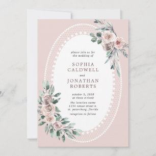 Invitation Tout en un Dusty Rose Mariage Eucalyptus