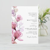 Invitation Tout en un Dusty Rose Mariage floral transparent (Debout devant)