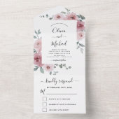 Invitation Tout En Un Dusty Rose rose Mariage Floral Eucalyptus RSVP (À l'intérieur)
