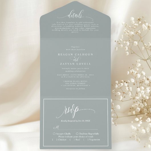 Invitation Tout En Un Dusty Sage Simple Script moderne